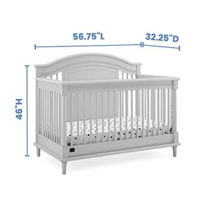 Delta Children Simmons Kids Juliette 6-in-1 Convertible Crib with Toddler Rail, Greenguard Gold Certified, Moonstruck Grey