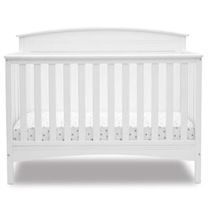 delta children archer solid panel 4-in-1 convertible baby crib – greenguard gold certified, bianca white