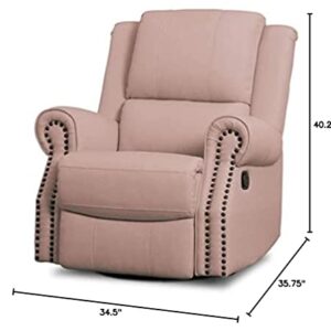 Delta Children Dylan Nursery Recliner Glider Swivel Chair, Blush