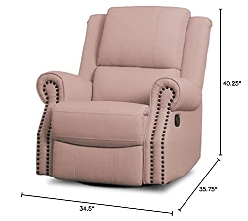 Delta Children Dylan Nursery Recliner Glider Swivel Chair, Blush