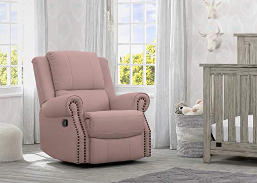 Delta Children Dylan Nursery Recliner Glider Swivel Chair, Blush