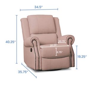 Delta Children Dylan Nursery Recliner Glider Swivel Chair, Blush