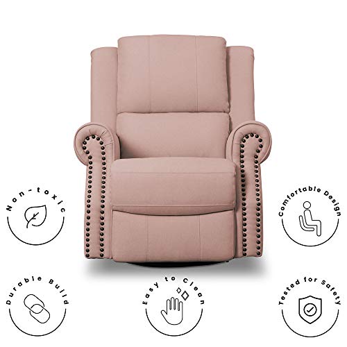 Delta Children Dylan Nursery Recliner Glider Swivel Chair, Blush