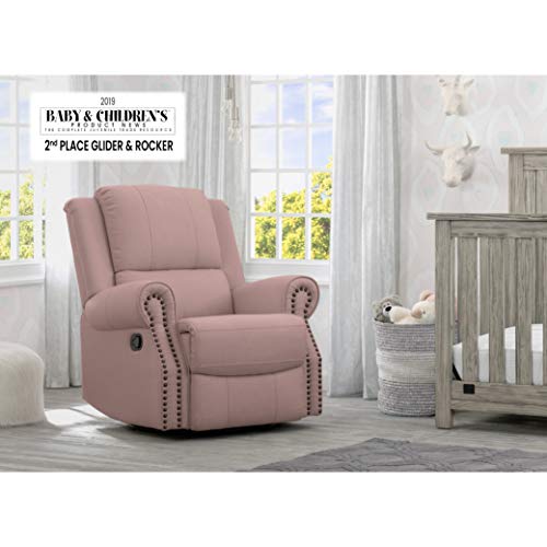 Delta Children Dylan Nursery Recliner Glider Swivel Chair, Blush