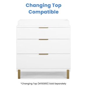 Delta Children Hendrix 3 Drawer Dresser, Bianca White/Bronze