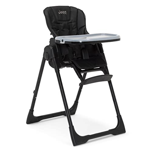 Jeep by Delta Children Classic Convertible 2-in-1 High Chair for Babies and Toddlers with Adjustable Height, Recline & Footrest - Dishwasher Safe Meal Tray, Black