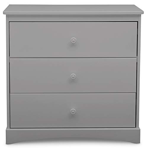 Delta Children Sutton 3 Drawer Dresser with Changing Top, Greenguard Gold Certified, Grey