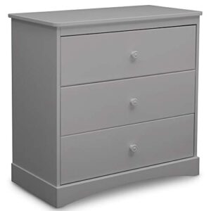 Delta Children Sutton 3 Drawer Dresser with Changing Top, Greenguard Gold Certified, Grey