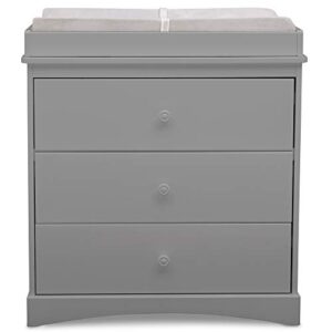 Delta Children Sutton 3 Drawer Dresser with Changing Top, Greenguard Gold Certified, Grey