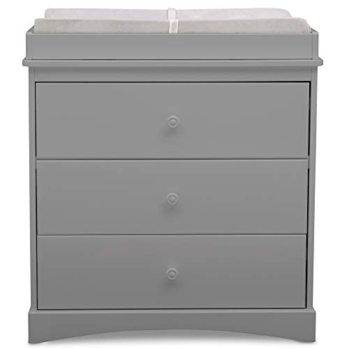 Delta Children Sutton 3 Drawer Dresser with Changing Top, Greenguard Gold Certified, Grey