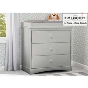 Delta Children Sutton 3 Drawer Dresser with Changing Top, Greenguard Gold Certified, Grey