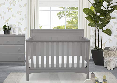 Delta Children Fancy 4-in-1 Convertible Baby Crib - Greenguard Gold Certified, Grey