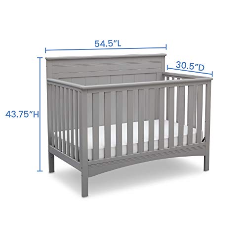 Delta Children Fancy 4-in-1 Convertible Baby Crib - Greenguard Gold Certified, Grey