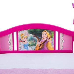 Delta Children Canopy Toddler Bed, Disney Princess + Delta Children Twinkle Galaxy Dual Sided Recycled Fiber Core Toddler Mattress (Bundle)