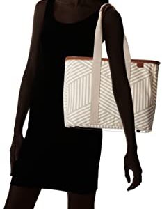 CleverMade Canvas Tote Bag - Reusable Collapsible Basket, Durable Heavy Duty LUXE Grocery Shopping Bag, Geometric Taupe , 20L