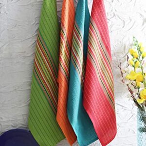 DG Collections Salsa Stripe Kitchen Dish Towels, 100% Cotton, Highly Absorbent, Multi Purpose Waffle Tea Towels for Cooking,Drying&Cleaning (16x28 Inches) - Pack of 12 for Christmas and Thanks Giving