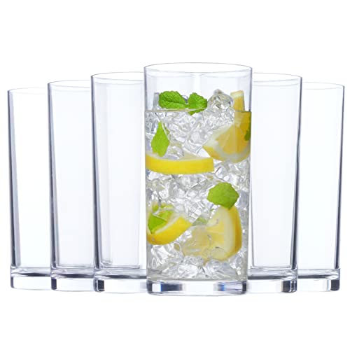 US Acrylic Classic 16 ounce Premium Quality Plastic Water Tumblers in Clear | Set of 6 Drinking Cups | Reusable, BPA-free, Made in the USA, Top-rack Dishwasher Safe