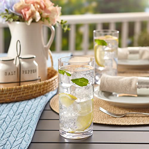 US Acrylic Classic 16 ounce Premium Quality Plastic Water Tumblers in Clear | Set of 6 Drinking Cups | Reusable, BPA-free, Made in the USA, Top-rack Dishwasher Safe