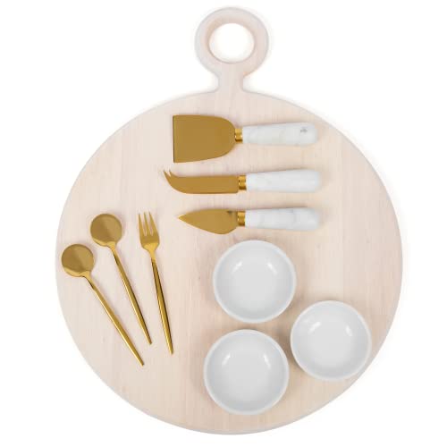 10 Piece Cheese and Charcuterie Board Set, White, Host at Home by The Bamboo Abode