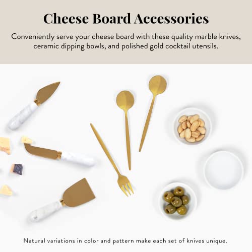 10 Piece Cheese and Charcuterie Board Set, White, Host at Home by The Bamboo Abode