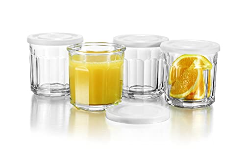 Luminarc N7593 Working Glass Storage Jar with Lids, 14 Ounce, Set of 4, Clear