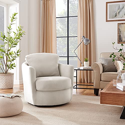 Volans Modern Swivel Living Room Chairs Barrel Chair Ivory Corduroy Upholstery Accent Sofa Chairs Living Room Chair Sofa Chair for Bedroom