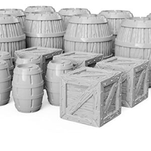 3DEGOS Barrels and Crates Set DND Terrain 28mm for Dungeons and Dragons, D&D, Pathfinder, Warhammer 40k, RPG, Miniatures, Age of Sigmar, Tabletop, D and D, Dungeons and Dragons Gifts