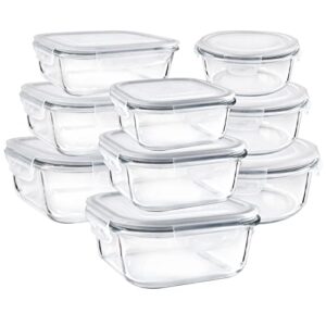 mumutor 18 piece glass storage containers with lids, glass meal prep containers airtight, glass food storage containers, glass containers for food storage with lids – bpa-free & leak proof