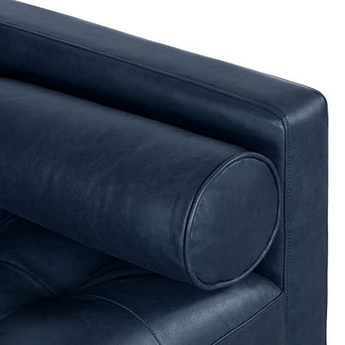 POLY & BARK Napa 88.5" Sofa Full-Grain Semi-Aniline Italian Tanned Leather in Midnight Blue