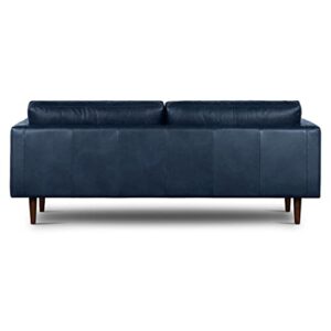 POLY & BARK Napa 88.5" Sofa Full-Grain Semi-Aniline Italian Tanned Leather in Midnight Blue