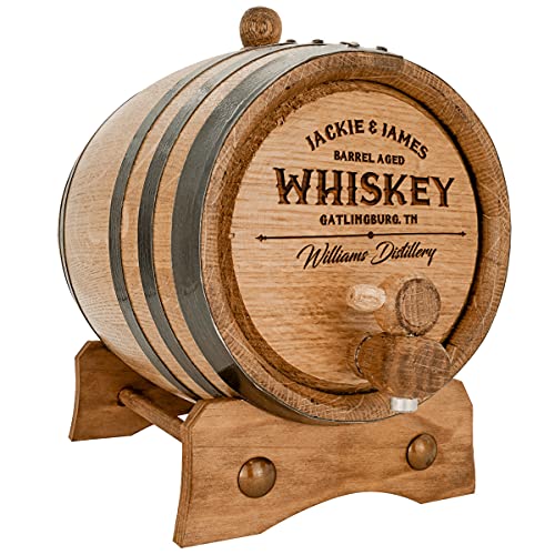 Personalized - Customized American White Oak Aging Barrel - Barrel Aged (2 Liters, Black Hoops)