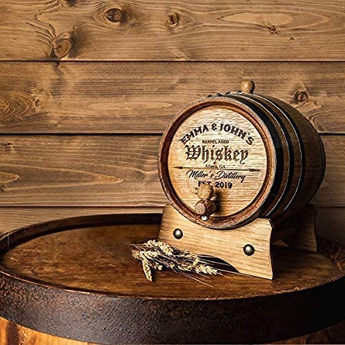 Personalized - Customized American White Oak Aging Barrel - Barrel Aged (2 Liters, Black Hoops)