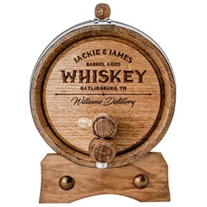 Personalized - Customized American White Oak Aging Barrel - Barrel Aged (2 Liters, Black Hoops)