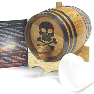 Engraved 2 Liter Charred American White Oak Aging Barrel (Skull Cross Bones)