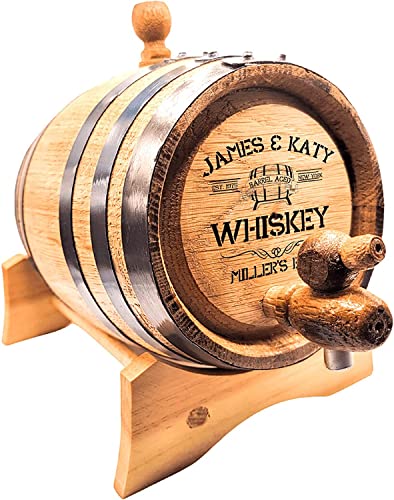 Personalized American Oak Barrel - Fully Customizable | Age your own beverage | Spirit Aging Barrel | Age you Wine, Whiskey, Beer, Tequila, Bourbon, Rum and more (1 Liter)