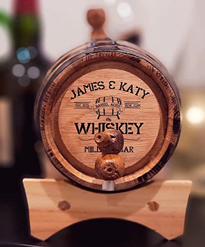 Personalized American Oak Barrel - Fully Customizable | Age your own beverage | Spirit Aging Barrel | Age you Wine, Whiskey, Beer, Tequila, Bourbon, Rum and more (1 Liter)