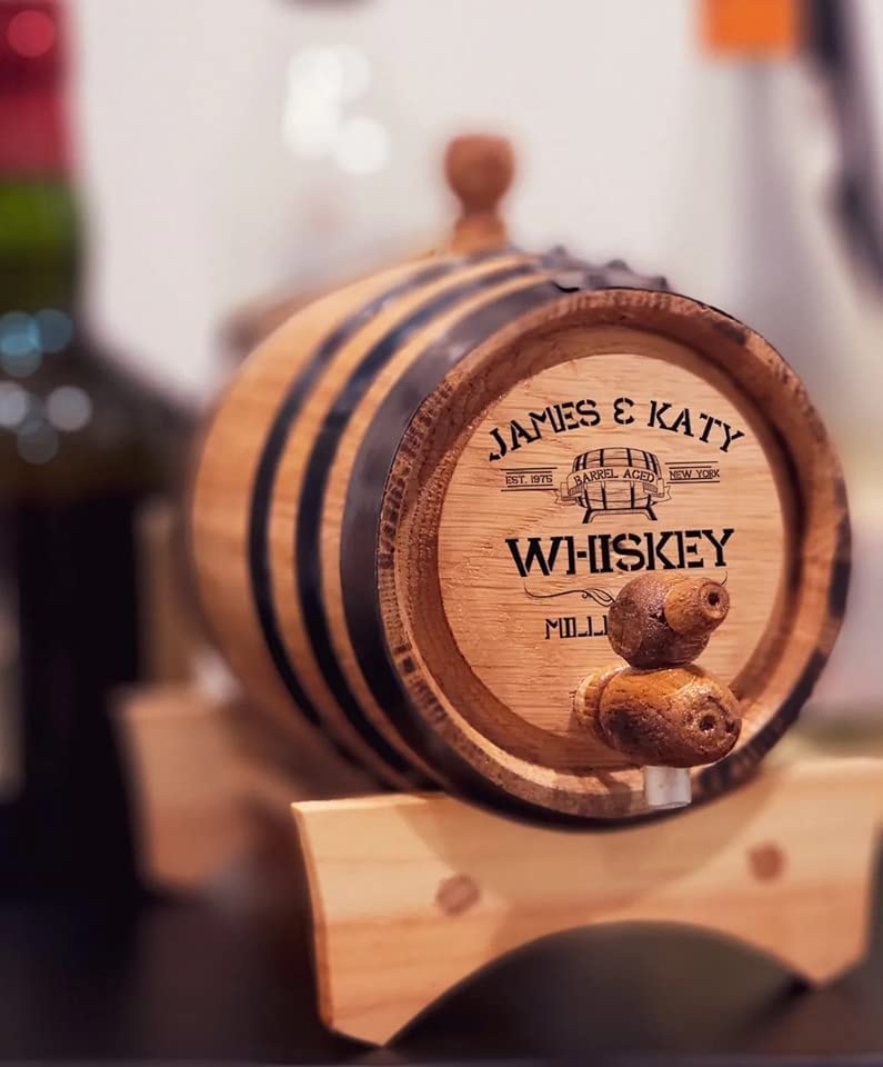 Personalized American Oak Barrel - Fully Customizable | Age your own beverage | Spirit Aging Barrel | Age you Wine, Whiskey, Beer, Tequila, Bourbon, Rum and more (1 Liter)