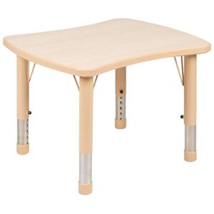 flash furniture 21.875″w x 26.625″l rectangular natural plastic height adjustable activity table