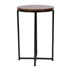 Flash Furniture Hampstead Collection End Table - Modern Walnut Finish End Table - Crisscross Matte Black Frame