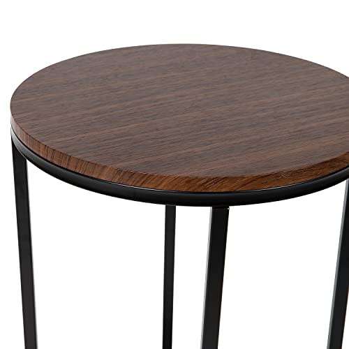 Flash Furniture Hampstead Collection End Table - Modern Walnut Finish End Table - Crisscross Matte Black Frame