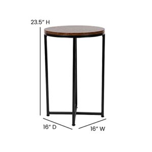 Flash Furniture Hampstead Collection End Table - Modern Walnut Finish End Table - Crisscross Matte Black Frame