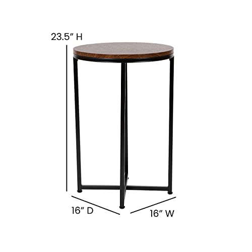 Flash Furniture Hampstead Collection End Table - Modern Walnut Finish End Table - Crisscross Matte Black Frame