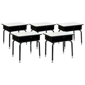 Flash Furniture Billie Student Desk with Open Front Metal Book Box-Set of 5, 5 Pack, Gray