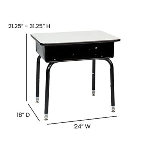 Flash Furniture Billie Student Desk with Open Front Metal Book Box-Set of 5, 5 Pack, Gray