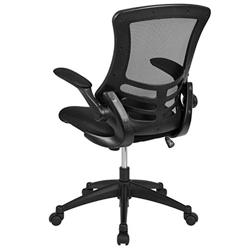 Flash Furniture Kelista Mid-Back Swivel Ergonomic Task Office Chair with Flip-Up Arms, BIFMA Certified-Set of 5, Black Mesh