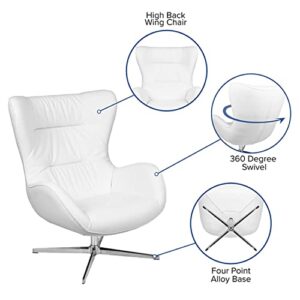 Flash Furniture White LeatherSoft Swivel Wing Chair