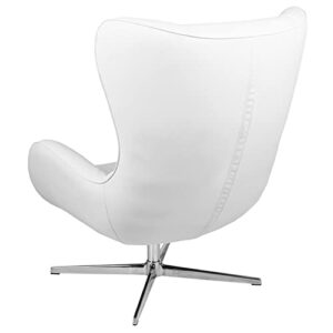 Flash Furniture White LeatherSoft Swivel Wing Chair