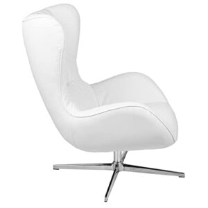 Flash Furniture White LeatherSoft Swivel Wing Chair