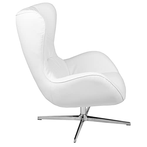 Flash Furniture White LeatherSoft Swivel Wing Chair