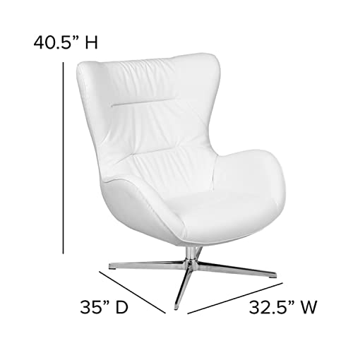 Flash Furniture White LeatherSoft Swivel Wing Chair